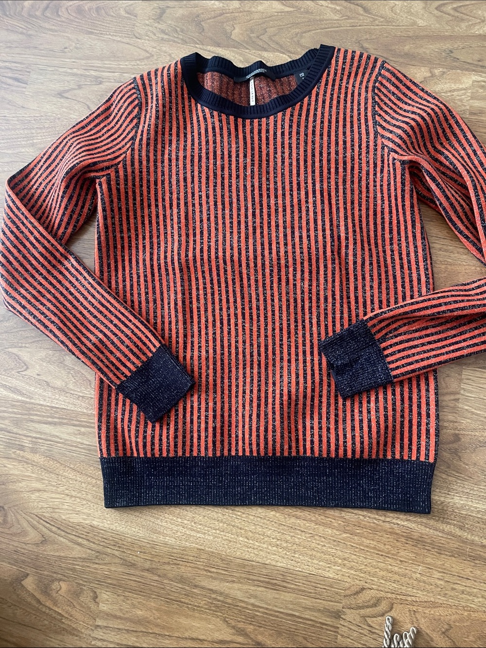 Scotch and Soda Crewneck Sweater in Orange and Black Stripe